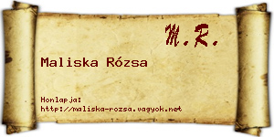 Maliska Rózsa névjegykártya